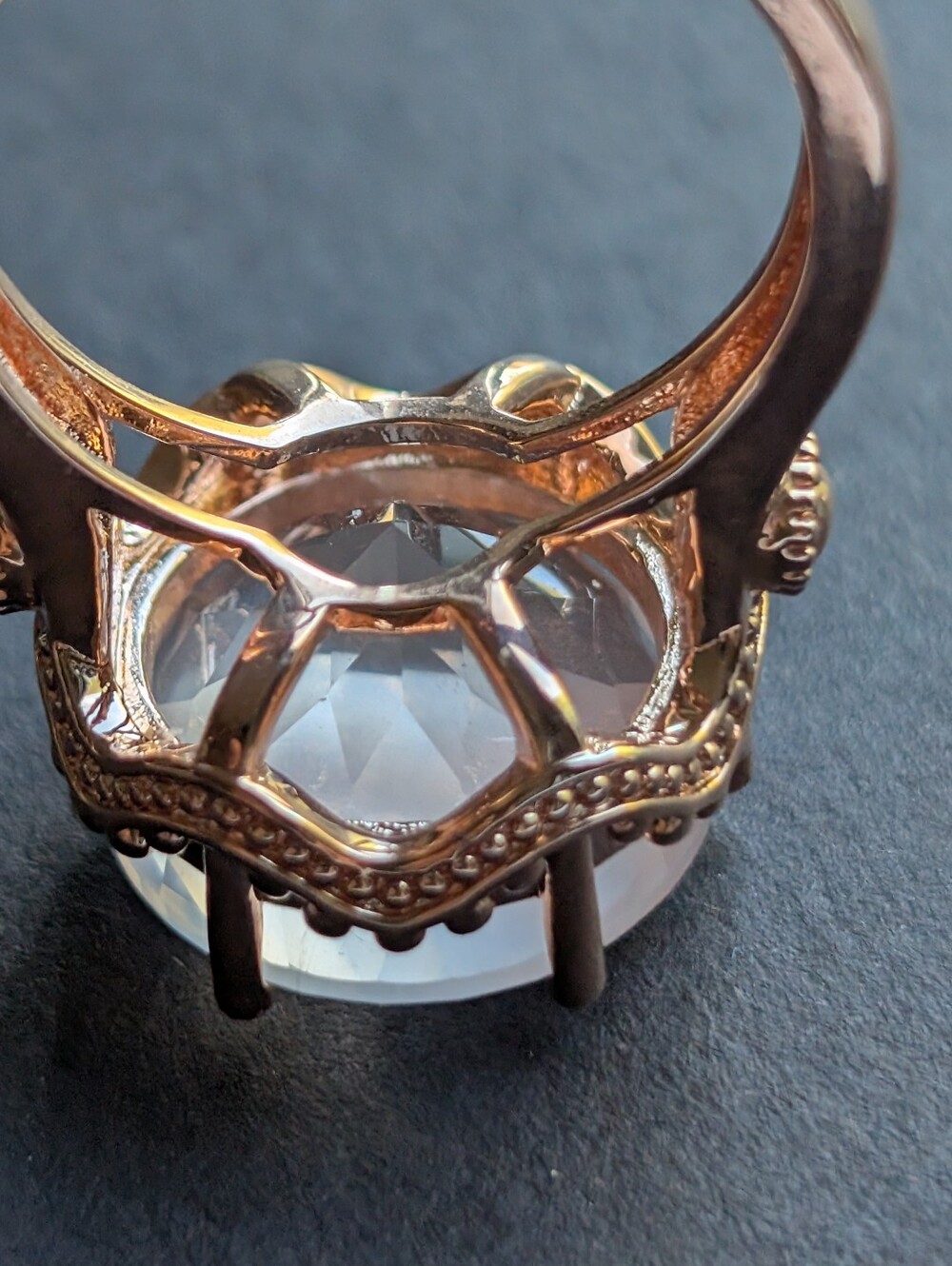 Rose Quartz In Copper Statement Ring - Picture 5 of 6